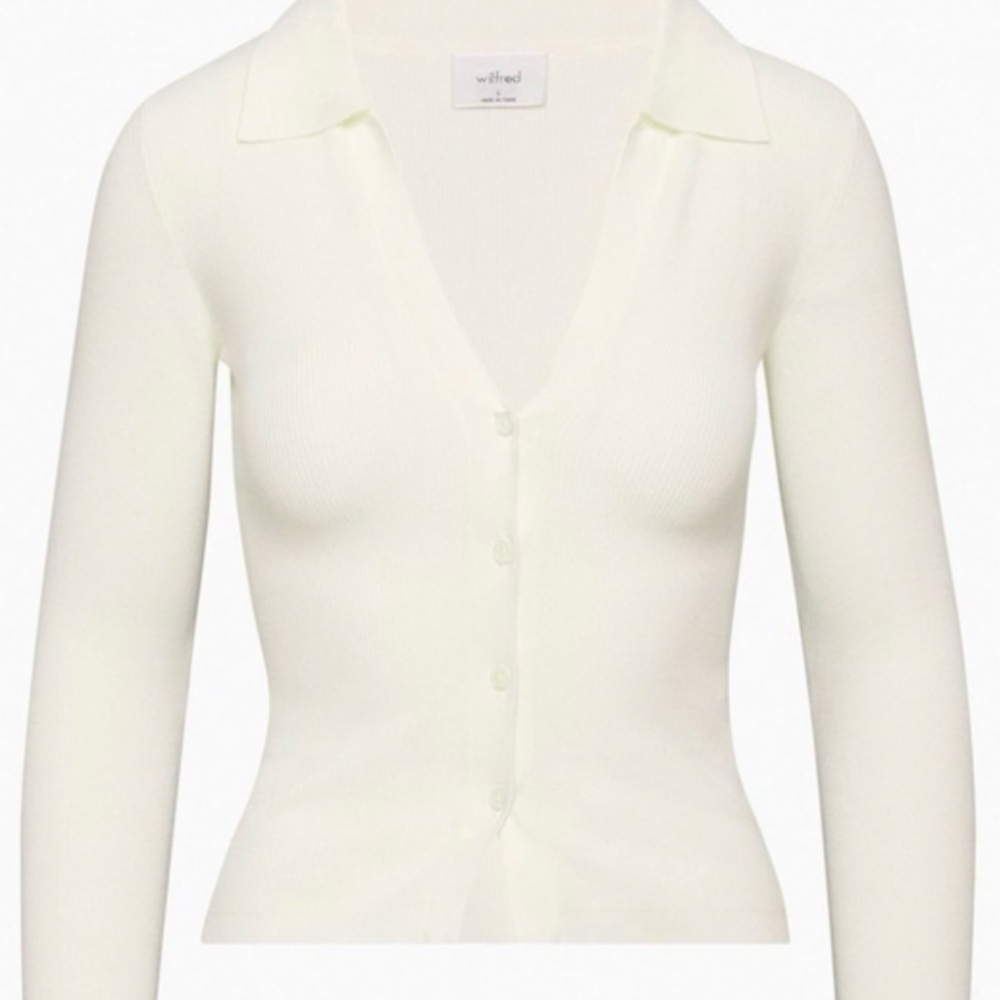 Wilfred Ivory Knit Collared Cardigan - Picture 2 of 8